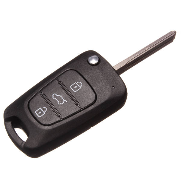 Three Button Flip Key Case Shell for Hyundai i20 i30 Black with