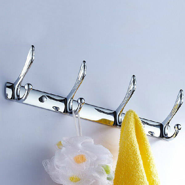14X 4 Hooks Stainless Steel Wall Mounted Towel Rack Clothes Hanger Coat Hat Holder