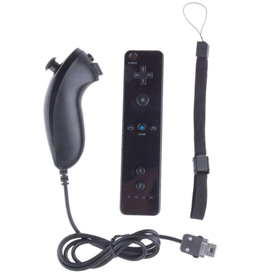 Black Remote & Nunchuk Controller Bundle For Nintendo Wii & Wii U