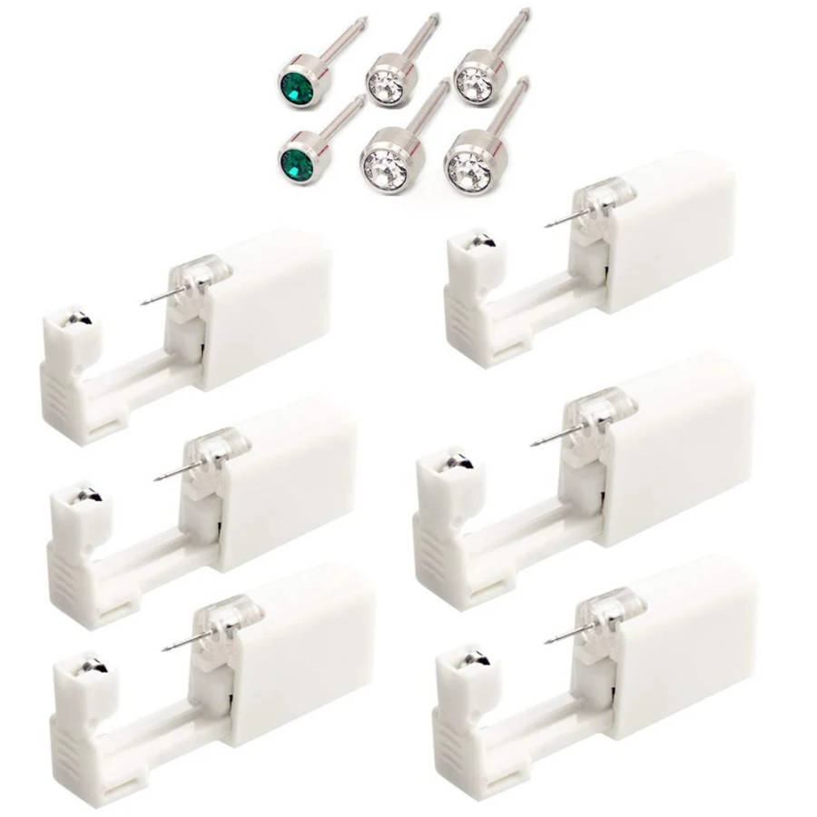 6pcs Disposable Sterile Ear Piercers Ear Studs with Disinfection Tablets
