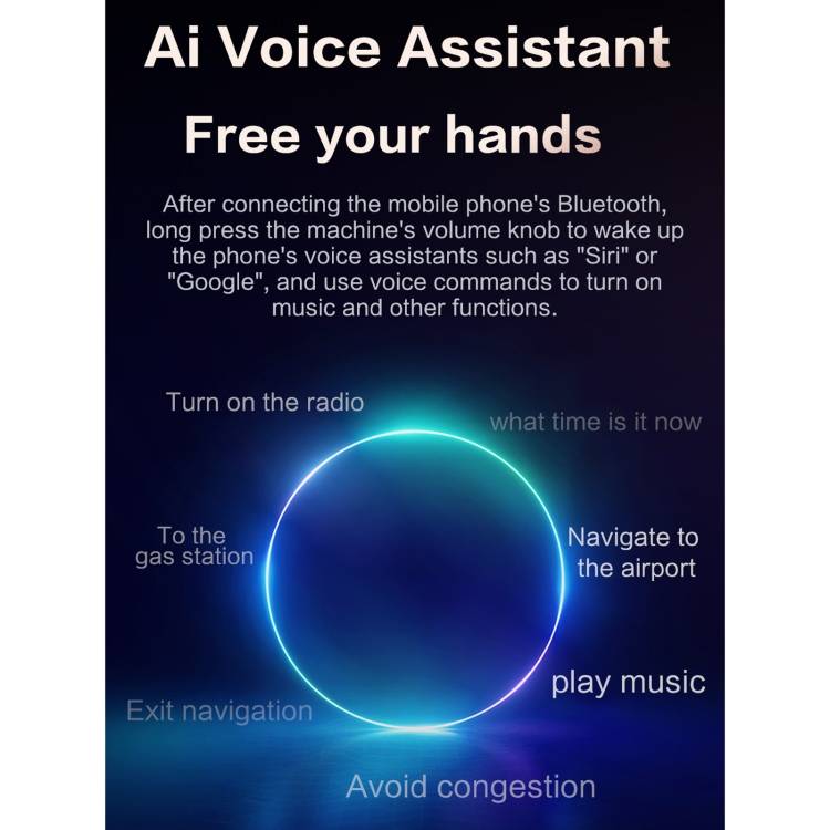 Car MP3 Audio Player, Support Bluetooth Hand-free Calling FM TF Card USB AUX AI Voice Assistant