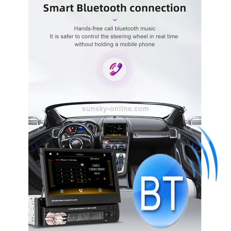 9601C HD 7 inch Manually Retractable Screen Car MP5 Player GPS Navigation Bluetooth Radio