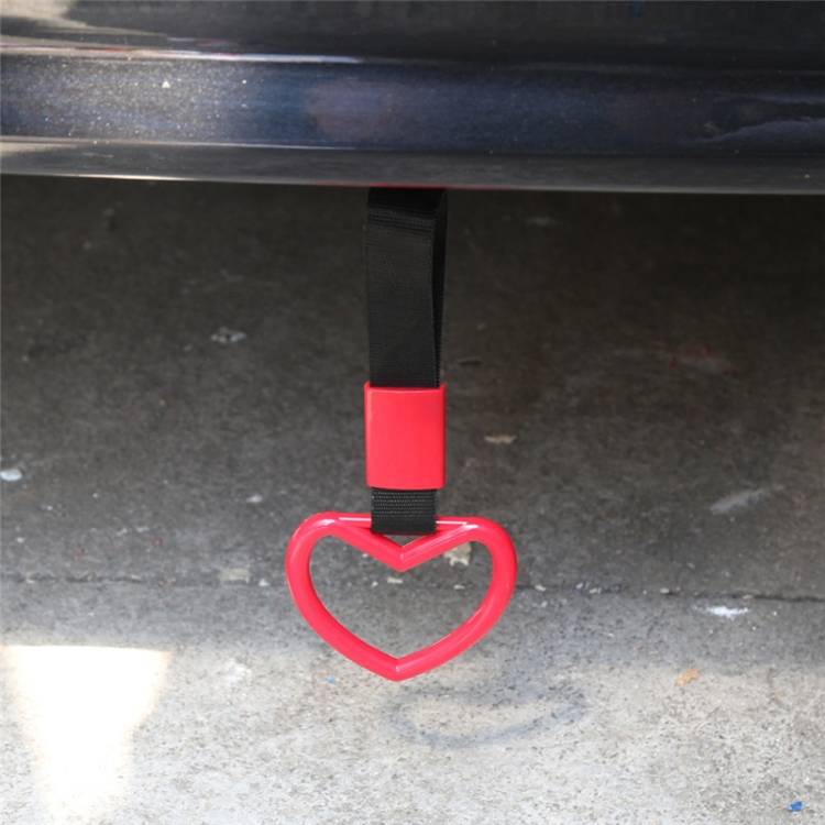 2 PCS Car Rear Bumper Warning Hanging Ring Car Hand Pull Ring(Pink Black Belt)