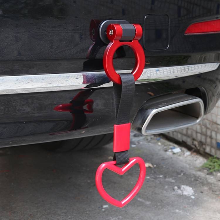 2 PCS Car Rear Bumper Warning Hanging Ring Car Hand Pull Ring(Pink Black Belt)