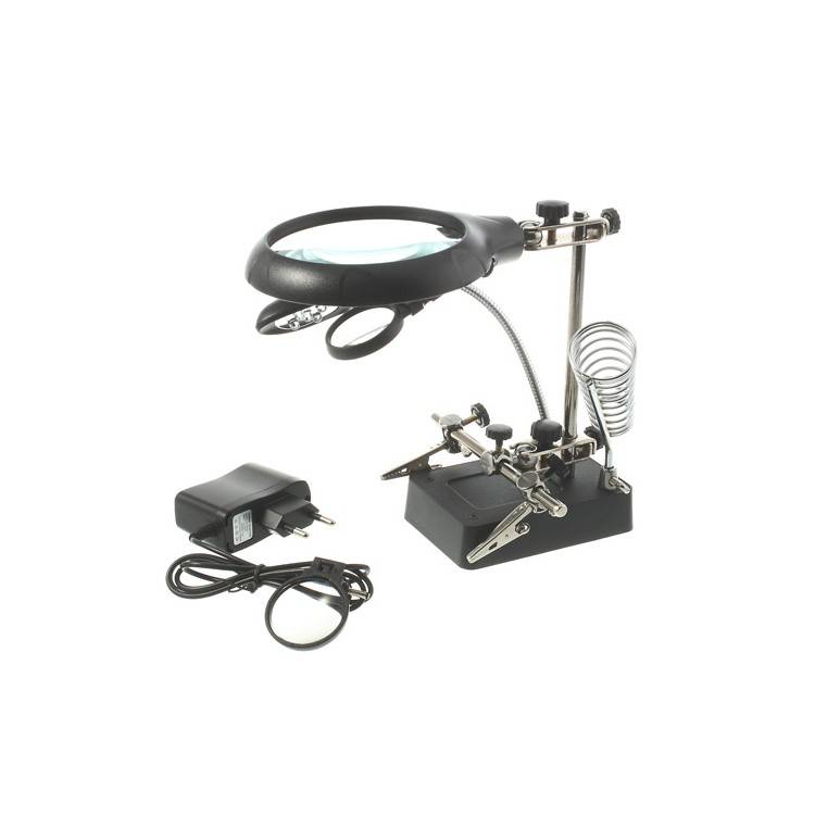 5 LED Auxiliary Clip Magnifier AC/DC Interchangeable Desktop Welding Modelling Tool-1
