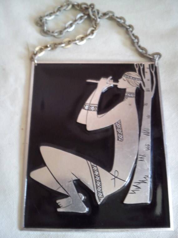Vintage Folk Art - Minstrel of pipe, aluminum metalwork