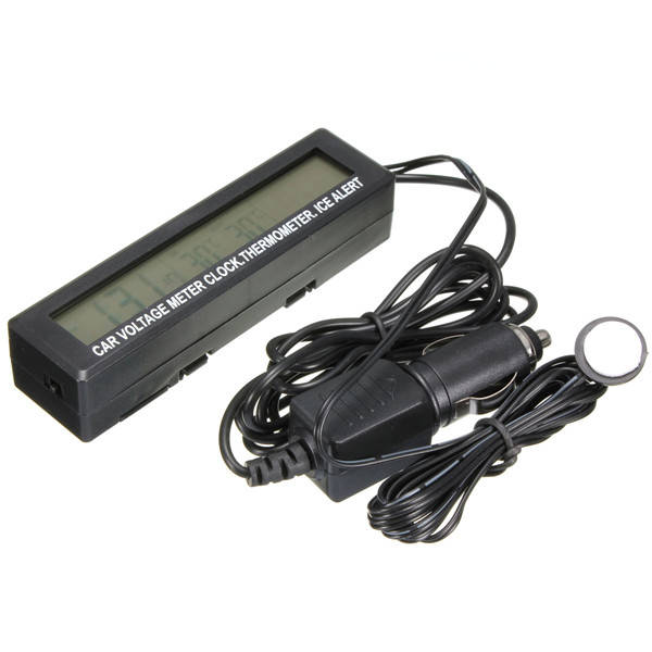 12V/24V In/Out Car Voltage Meter LCD Digital Clock Time Blue&Orange Back Light