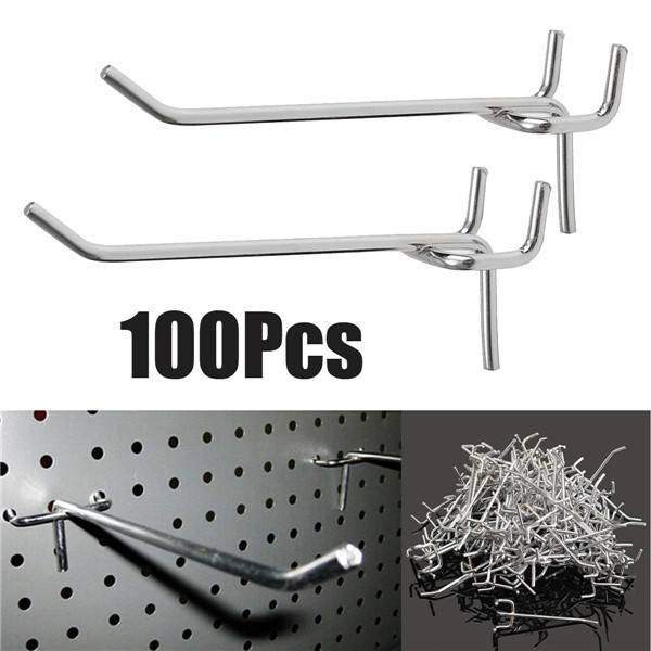 100Pcs 4 Inch Peg Board Hooks Garage Workshop Hanging Tool Pegboard Display