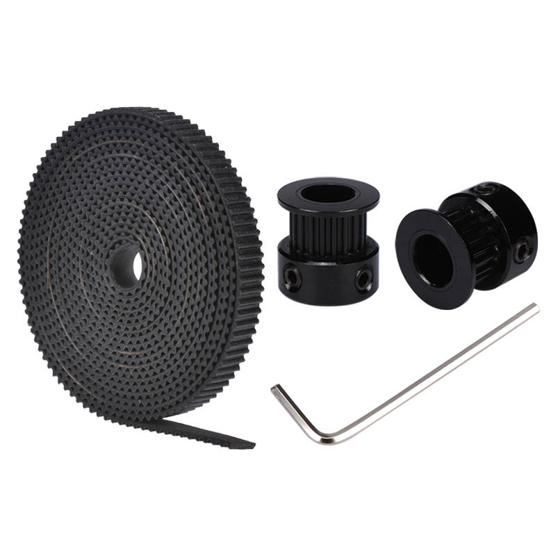 BIQU 2PCS 20 Teeth 5mm Bore GT2 Aluminum Pulley+2mm Rubber Open Belt+Allen Key For 3D Printer