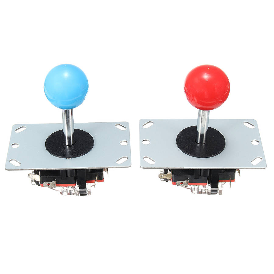 20 LED Arcade Full Colors Switch Buttons 2 USB Encoder 2 Joysticks DIY Kit Blue Red