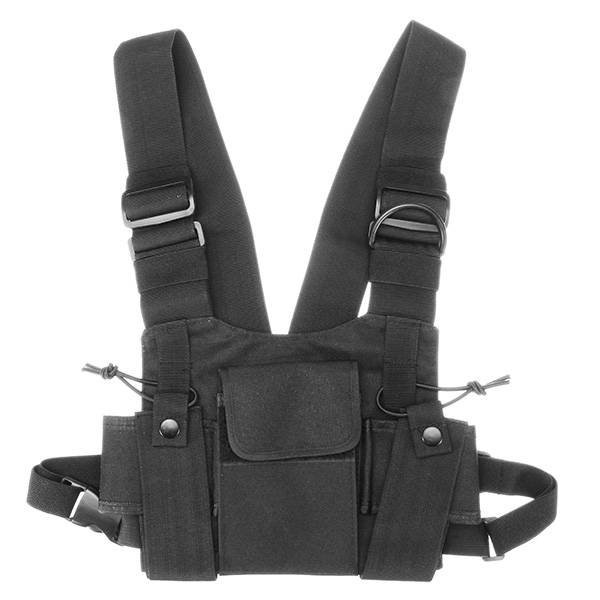 Universal Radio Carry Case Walkie Talkie Chest Pocket Backpack Black for Ham Radio Two Way Radio