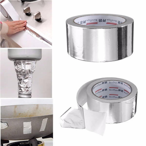 50mm x 25M Silver Aluminum Foil Tape Heat Reflection Self Adhesive Seal Ring Roll Tape