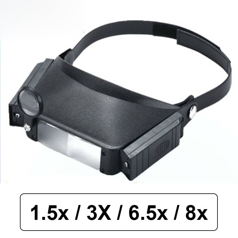 MG81007 1.8X 2.3X 3.7X 4.8X Helmet Magnifying Glass Third Hand Illuminated Magnifier with Light for