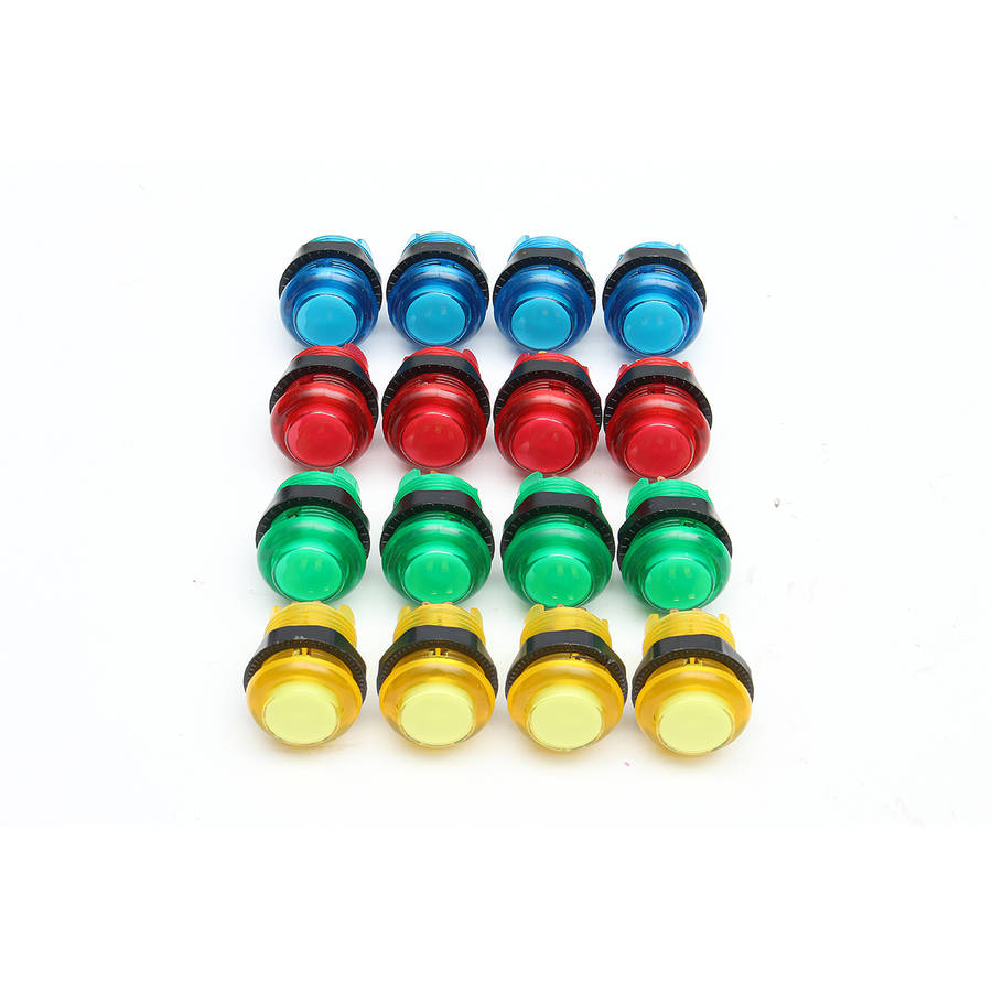 20 LED Arcade Full Colors Switch Buttons 2 USB Encoder 2 Joysticks DIY Kit Blue Red