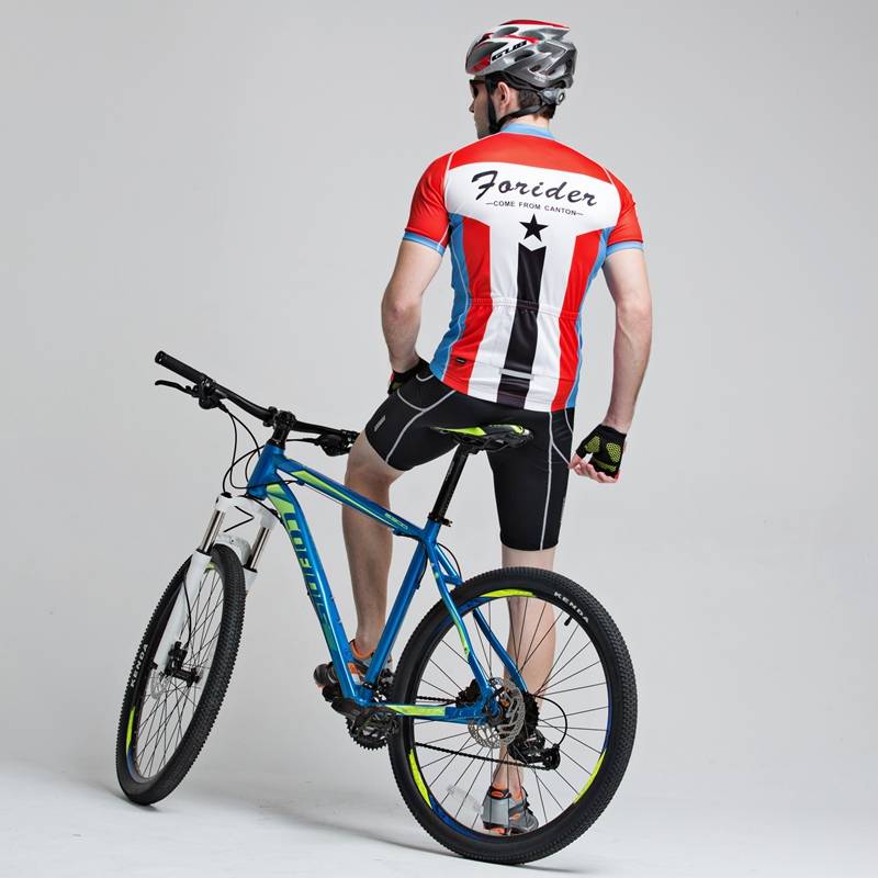 Forider Men Summer Sports Cycling Shorts Bicycle Jersey Quick Dry Cycling Short Sleeve Set Polyester