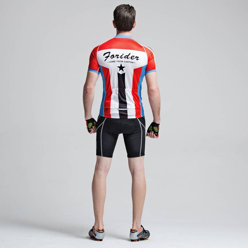 Forider Men Summer Sports Cycling Shorts Bicycle Jersey Quick Dry Cycling Short Sleeve Set Polyester