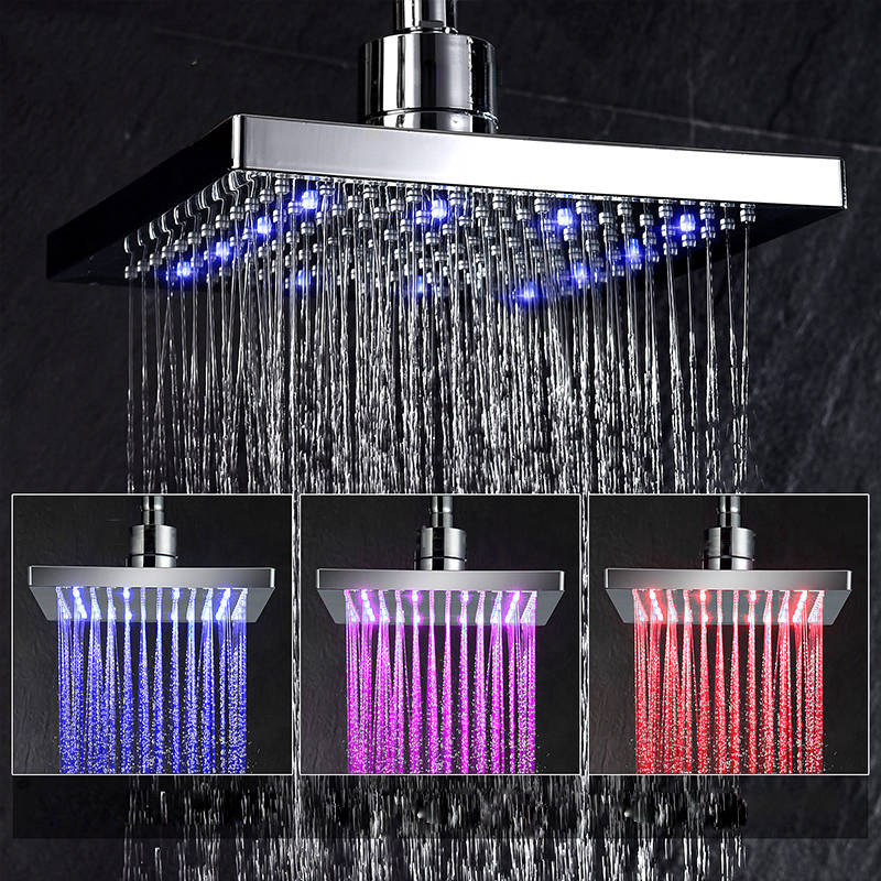 Bathroom No Battery 10.5 Inch LED Automatic Tempertrue Sensor Control Shower Head  3 Color Light
