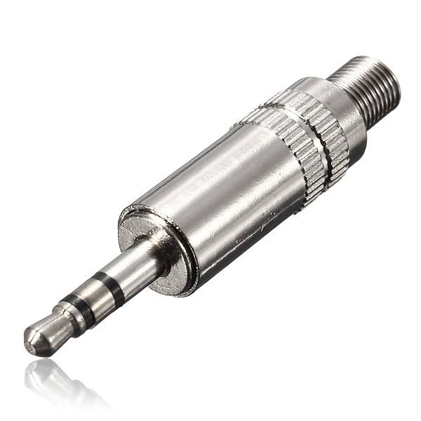 3.5mm 3 Pole Silver Male Repair Headphones Audio Jack Plug Connector