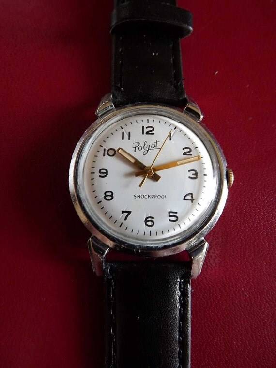 Vintage Collectable Poljot Shockproof, Soviet USSR Mechanical Men's Watch Very rare Beautiful white