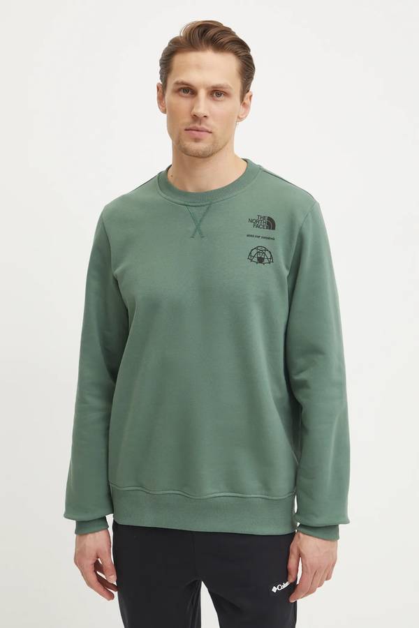 The North Face Outdoor Graphic Cotton Crew Neck Regular Fit Green Sweater