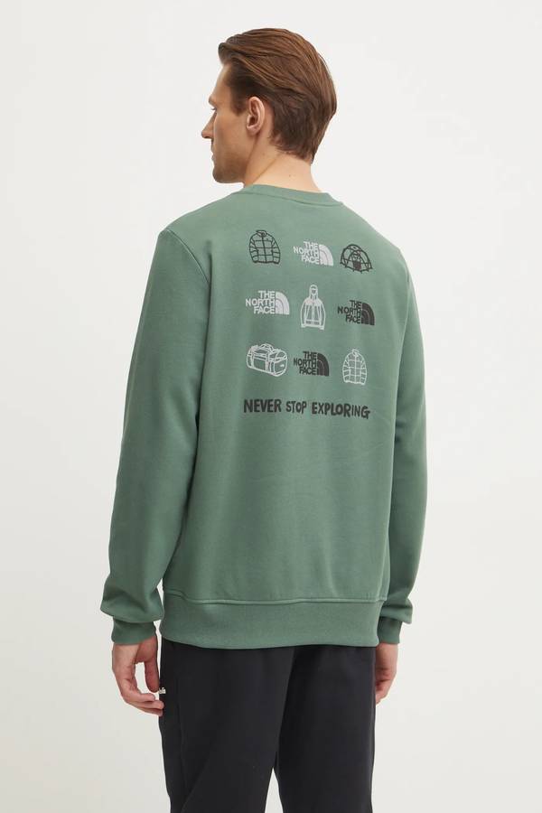 The North Face Outdoor Graphic Cotton Crew Neck Regular Fit Green Sweater