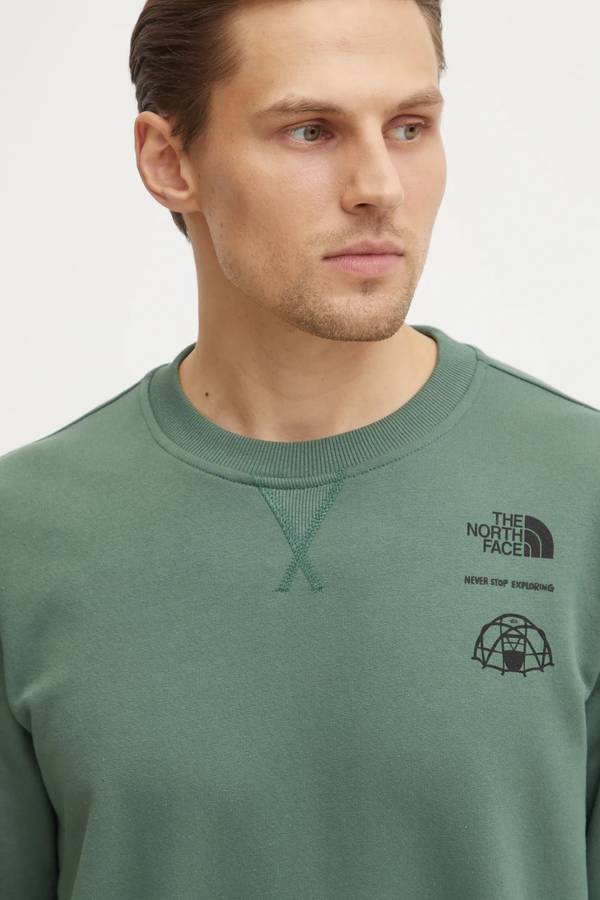 The North Face Outdoor Graphic Cotton Crew Neck Regular Fit Green Sweater