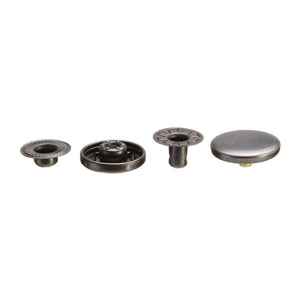 15Set 15mm Black Press Studs Snap Popper Fastener Sewing Leather Buttons DIY Craft Kit