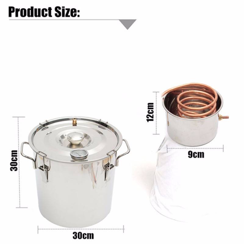 18L Copper Moonshine Ethanol Alcohol Water Distiller Still Stainless Boiler Still Stainless Boiler