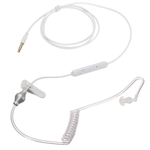 Spiral Acoustic Hollow Air Tube 3.5mm Anti Radiation Headphone Earphone with Mic