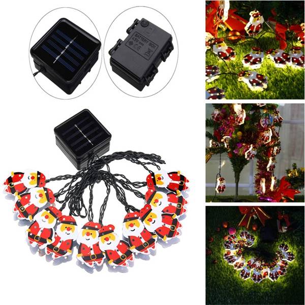 Solar/Battery Powered 4M 10LEDs Warm White Santa Claus Shaped Fairy String Light for Christmas