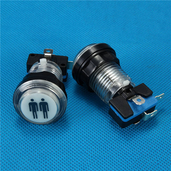 2Pcs LED Illuminated 1P & 2P Start Player Buttons DIY Kit For Arcade Game