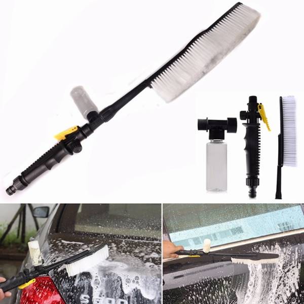 Long Handle Soft Bristle Car Water Wash Brush Clean Tool With Foam Spray Bottle