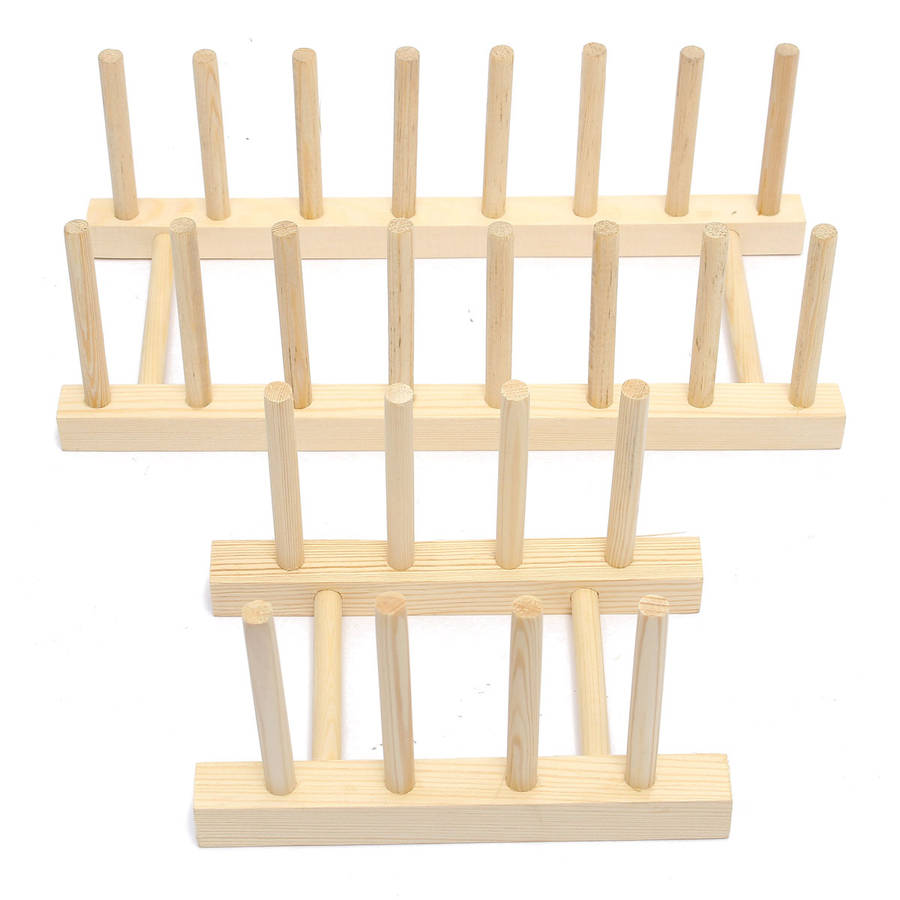 Wooden Dish Plate Storage Holders Folding Racks Drying Shelf
