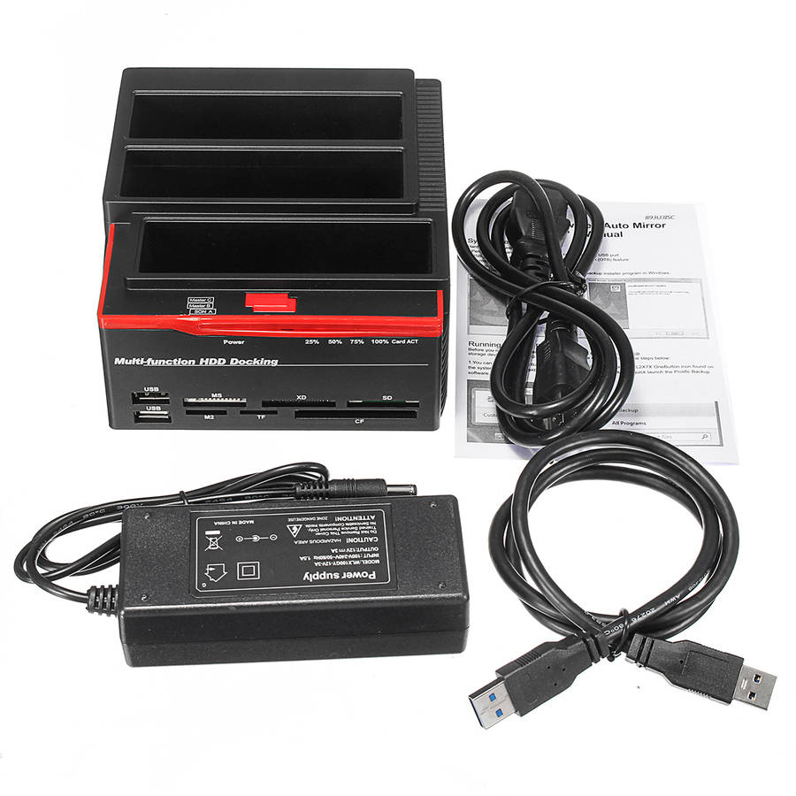 US 2.5"3.5" ALL In One USB3.0 To SATA IDE HDD SSD Hard Drive Enclosure Offline Clone Card Reader Hub