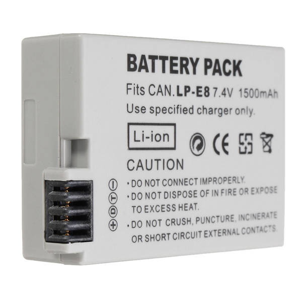 LP-E8 7.4V 1500mAh Rechargeable Camera Battery Pack for Canon 550D 600D 650D 700D