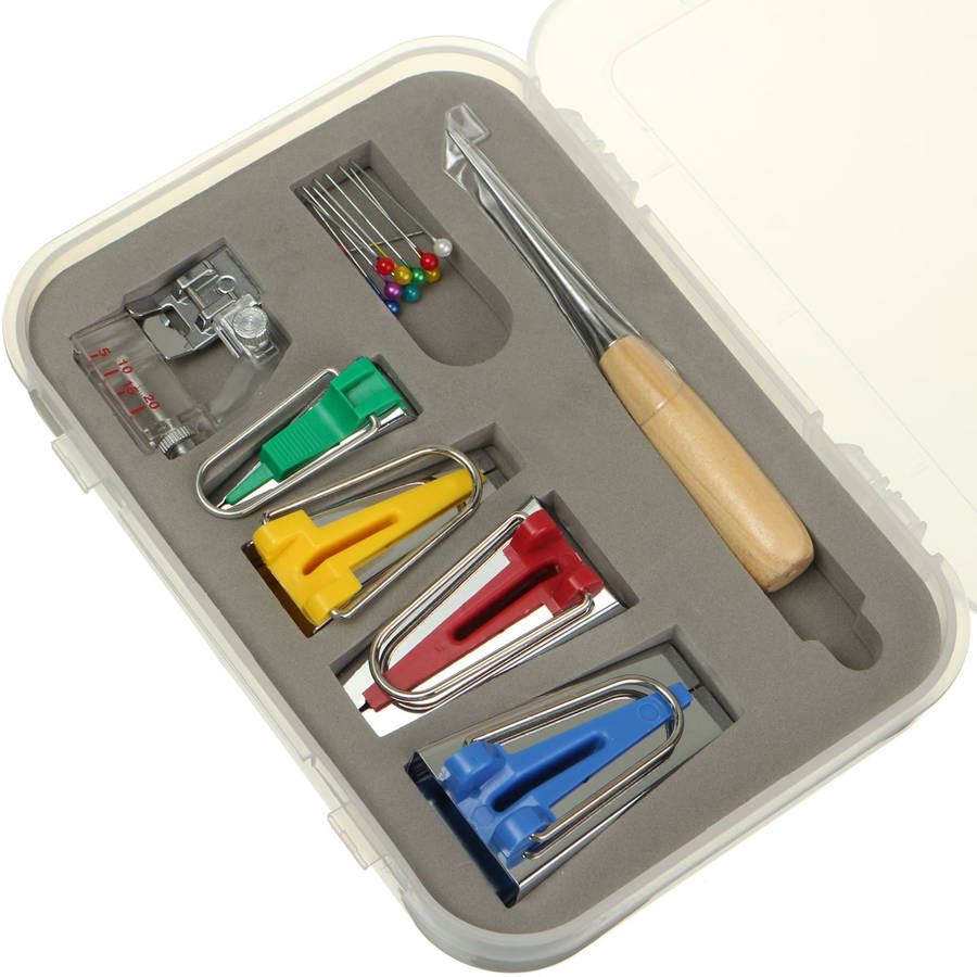 DIY Sewing Patchwork Bias Tape Maker Tool Kit Sewing Machine Binder Presser Foot Fitting