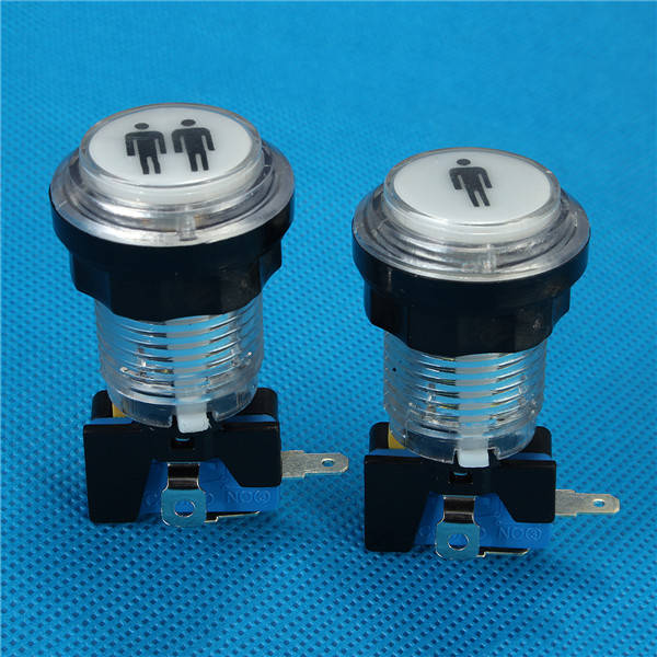 2Pcs LED Illuminated 1P & 2P Start Player Buttons DIY Kit For Arcade Game