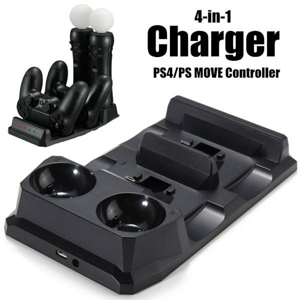 4 In 1 Controller Charger Dock Station Stand For Play Station PS4 PSVR VR Move