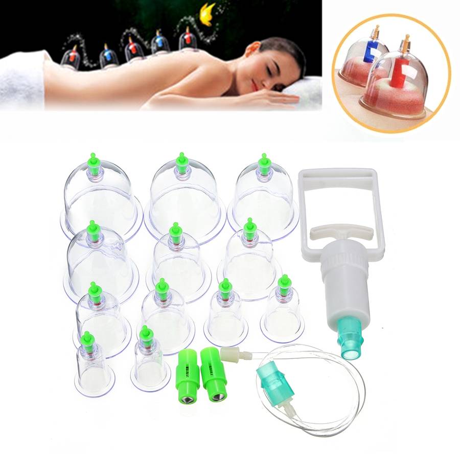 12-Cups Chinese Vacuum Cupping Acupuncture Massage Therapy Magnetic Suction Set