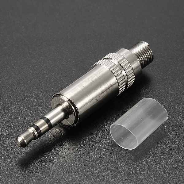 3.5mm 3 Pole Silver Male Repair Headphones Audio Jack Plug Connector
