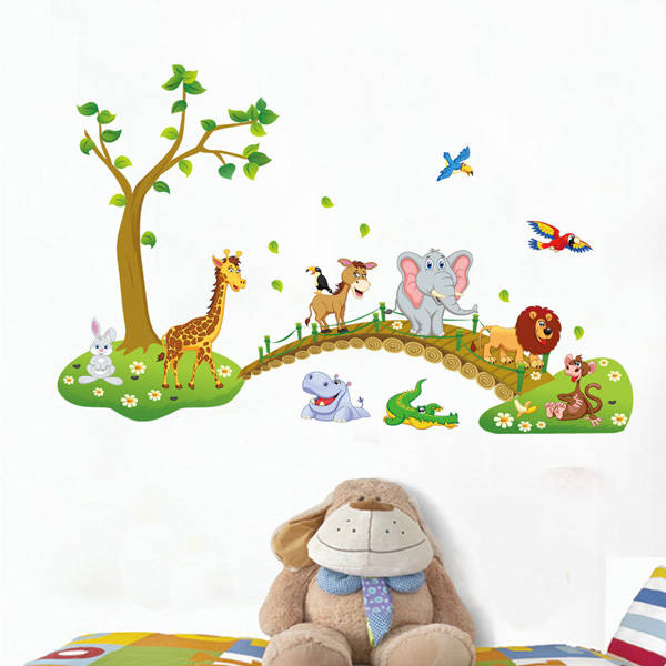 DIY Tree Cartoon Elephant lion Removable Decal Home Decor Wall Sticker Wallpaper