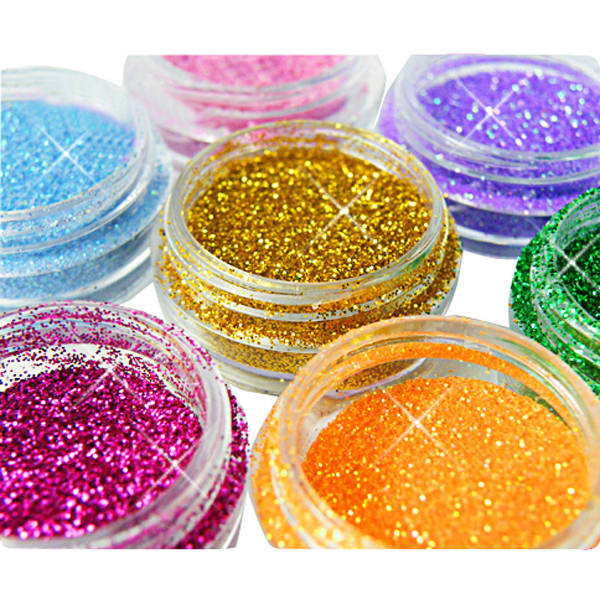 12 Colors Acrylic Nail Art Tips Glitter Powder Dust