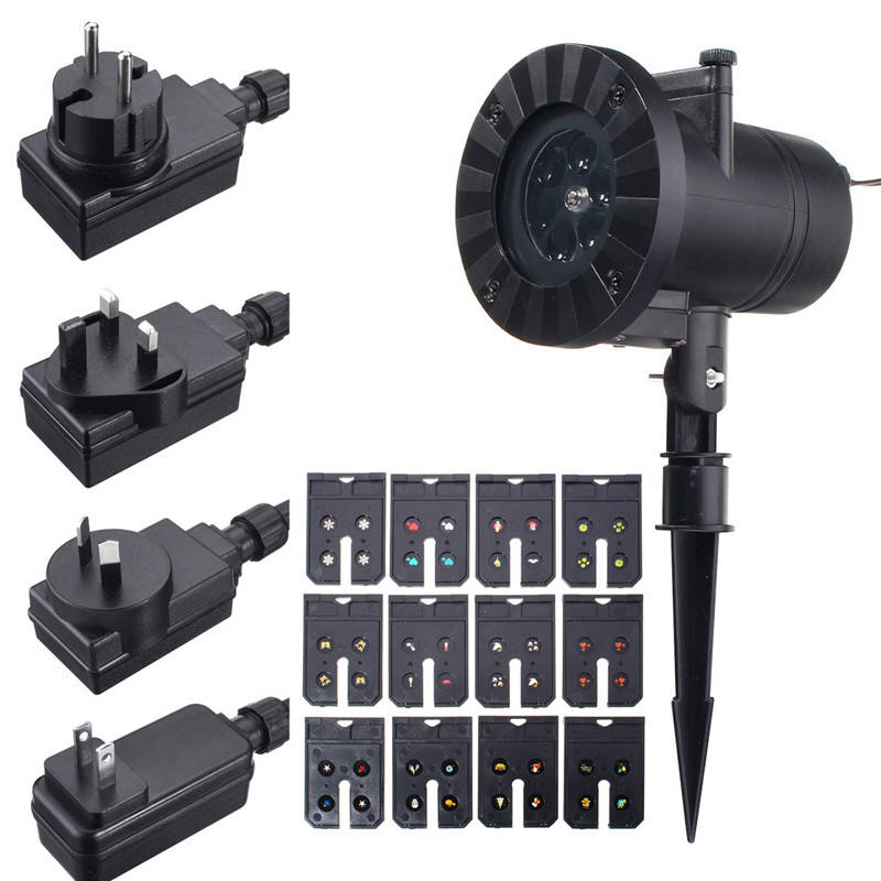 12 Patterns 4 LED Projector Light Stage Light  Motion Rotating Spot Light Christmas Halloween