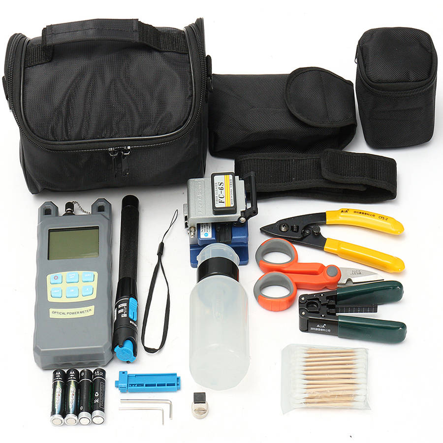 11 in 1 FC-6S Power Meter Optic Fiber FTTH Cleaver Cable Stripping Forcep Tool Kit