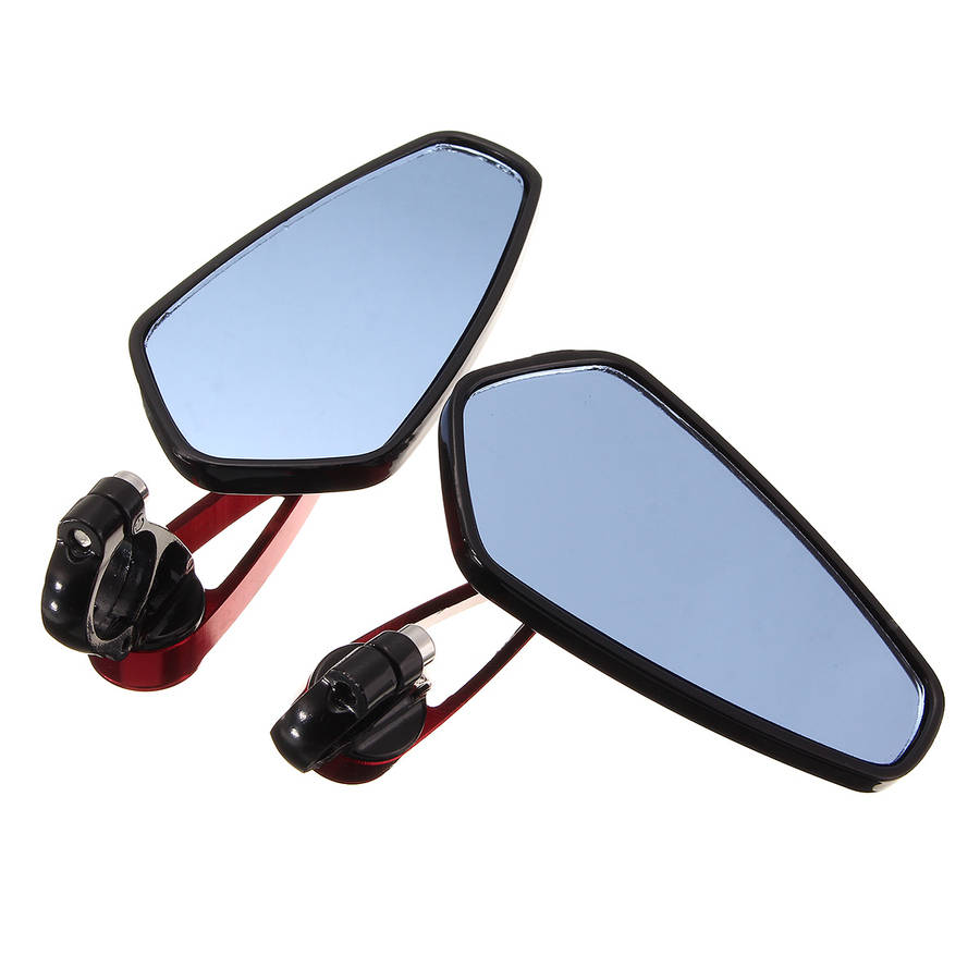 7/8inch 22mm Universal Motorcycle Aluminum Rear View Side Mirrors Handlebar End Red