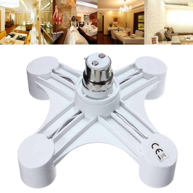 1 B22 to 4 E27 Base Socket Splitter Light Lamp Bulb Adapter Holder Converter 110-240V