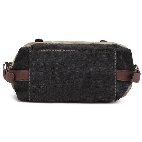 Women Casual Stripe Canvas Handbags Micro-Fibric Leather Shoulder Bags Contrast Color Crossbody Bags