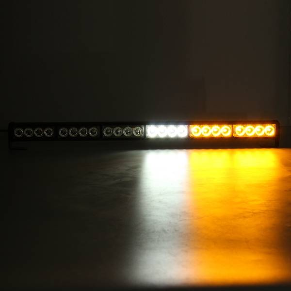 27inch LED Strobe Light Bar Traffic Emergency Flash Warning Lamp White&Amber For Car Vehicle Truck