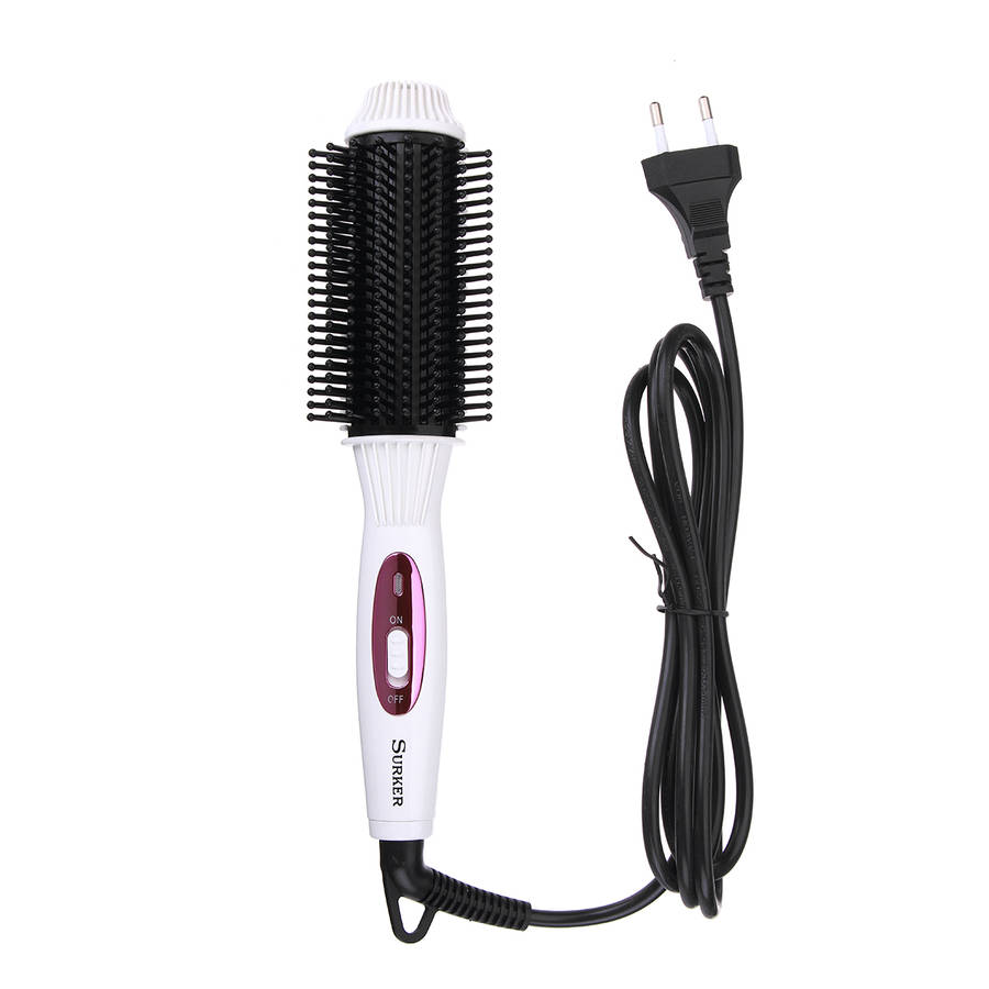 SURKER 110V-240V 2 in 1 30W 360 Rotatable Electric Hair Curler Straightener Styling Brush Comb