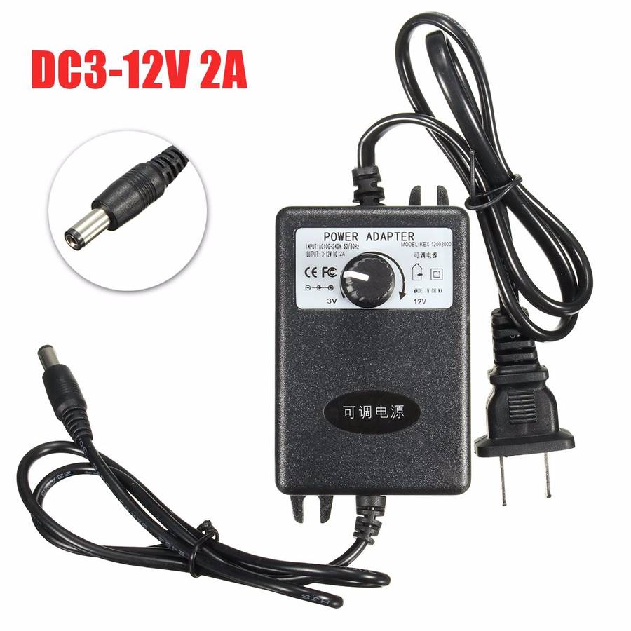 Adjustable AC/DC Adapter 3-12V 2A Power Supply Motor Speed Controller for DIY